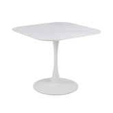 Masa de dining alba din ceramica si otel 90x90 cm Malta Actona